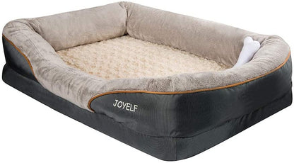 Large Memory Foam Dog Bed, Orthopedic Dog Bed & Sofa with Removable Washable Cover and Squeaker Toy as Gift